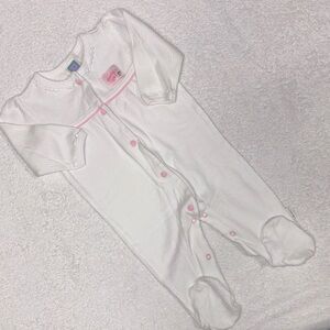 Little Me daddy’s girl White and Pink Footed One Piece 6m